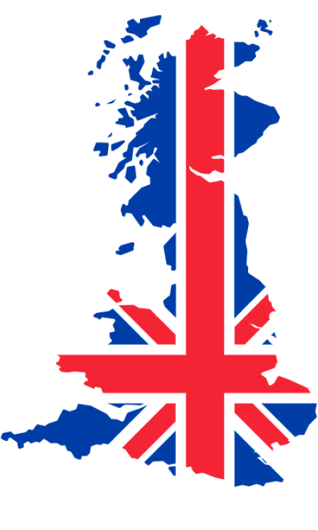Marbe. Bandera y silueta Reino Unido