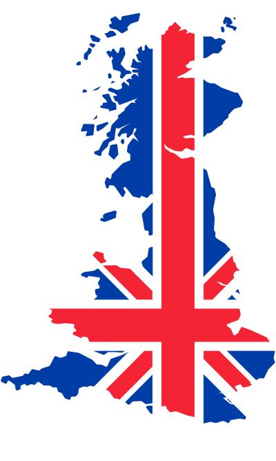 Marbe. Bandera y silueta Reino Unido